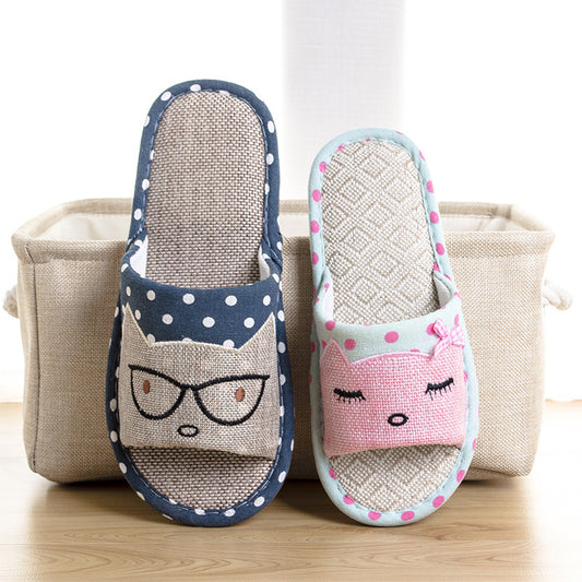 Children's Cartoon Linen Slippers Women's Summer Indoor Non-slip
