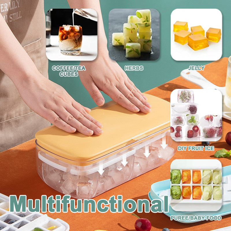 Bandeja para cubitos de hielo con caja de almacenamiento Moldes para cubitos de hielo de desmoldeo rápido Máquina para hacer hielo perezoso para cócteles Whisky Bar Herramientas de cocina Accesorios