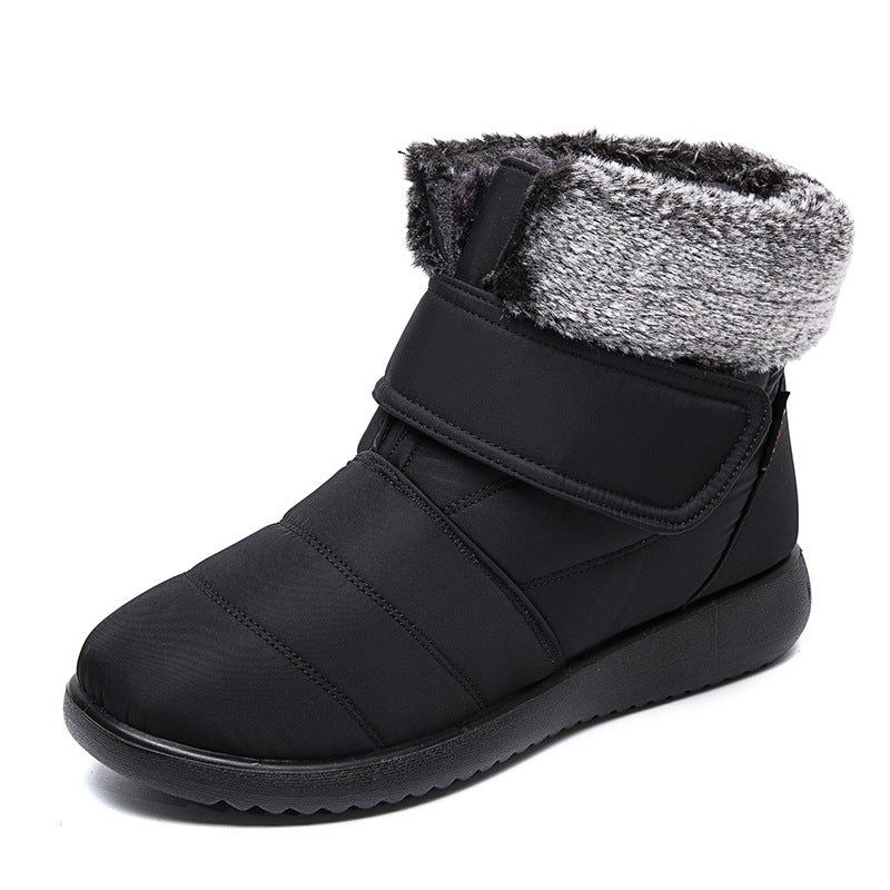 Damen Schneestiefel Winter Warme Schuhe Mit Klettverschluss Design Flache Stiefeletten