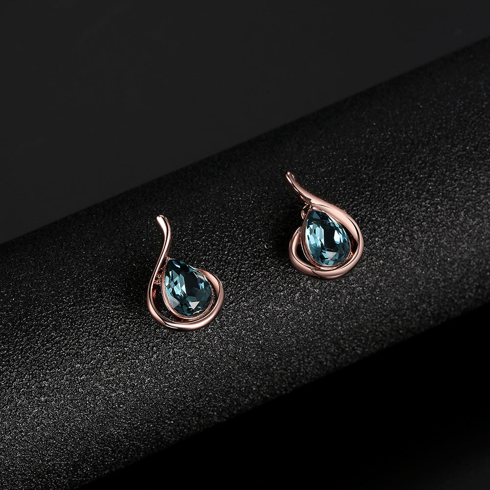 Conjunto de dos piezas de joyería nupcial para novia, collar y pendientes de cristal con diamantes