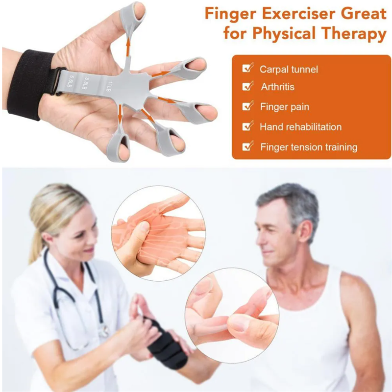 Silikon-Griffgerät, Finger-Übungsstrecker, Finger-Greifer, Krafttrainer, Stärkung des Rehabilitationstrainings