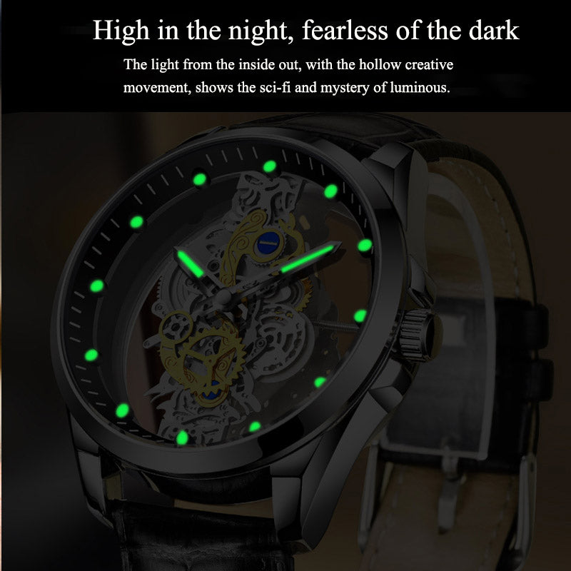 New Men Watch Skeleton Automatic Quartz Watch Gold Skeleton Vintage Man Watch Mens Watches Top Brand Luxury