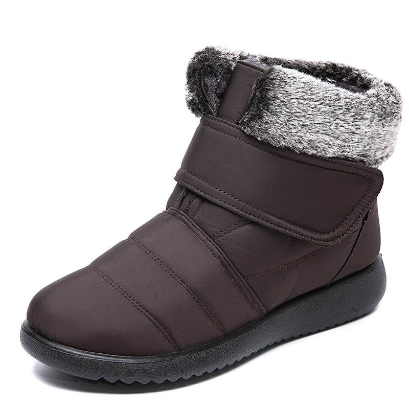 Damen Schneestiefel Winter Warme Schuhe Mit Klettverschluss Design Flache Stiefeletten
