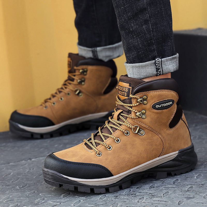 Botas altas de algodón de talla grande para hombre, de invierno, con terciopelo para mantener el calor