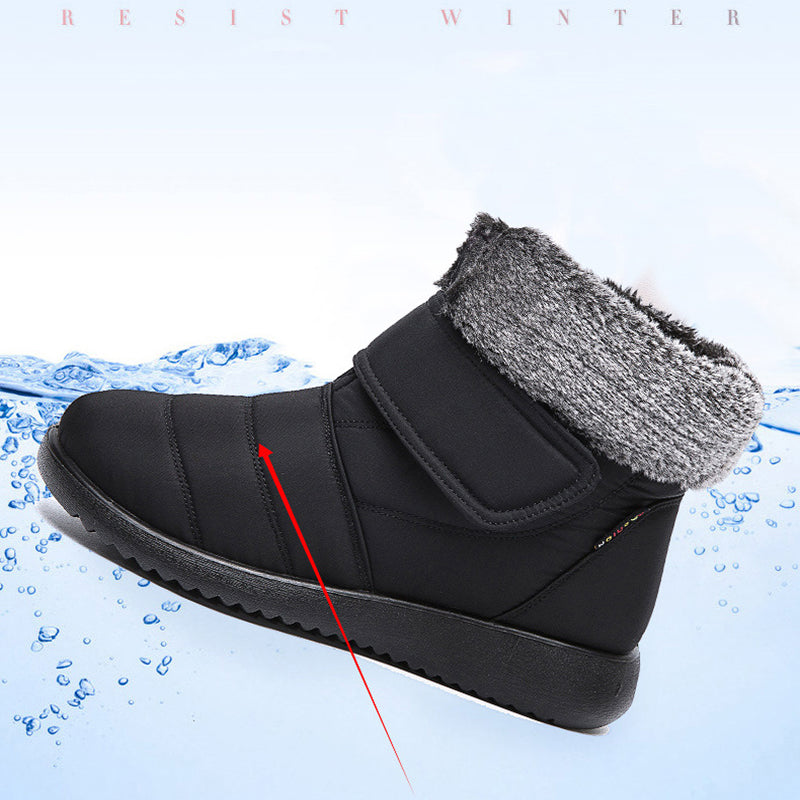 Damen Schneestiefel Winter Warme Schuhe Mit Klettverschluss Design Flache Stiefeletten