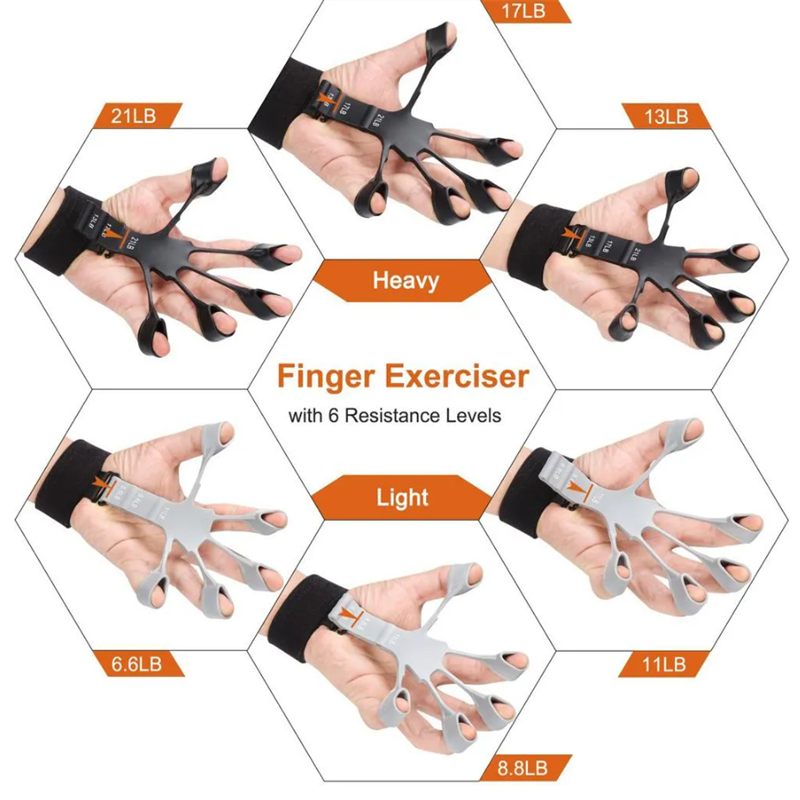 Silikon-Griffgerät, Finger-Übungsstrecker, Finger-Greifer, Krafttrainer, Stärkung des Rehabilitationstrainings