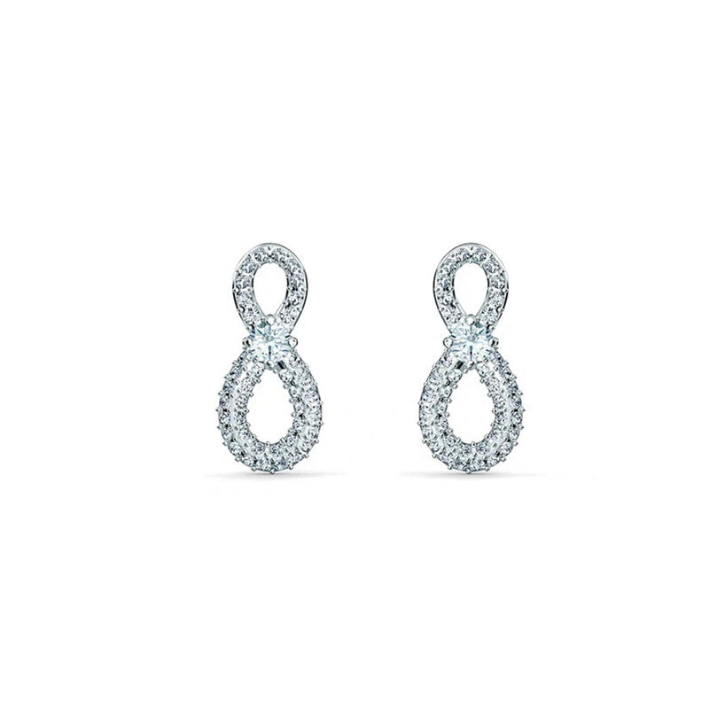 Crystal Series Infinite Love 8 Stud Earrings Fashionable Versatile Silver Earrings Full Of Diamonds