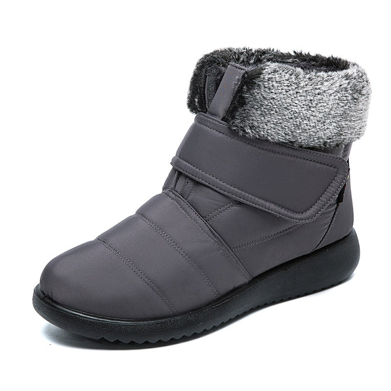 Damen Schneestiefel Winter Warme Schuhe Mit Klettverschluss Design Flache Stiefeletten