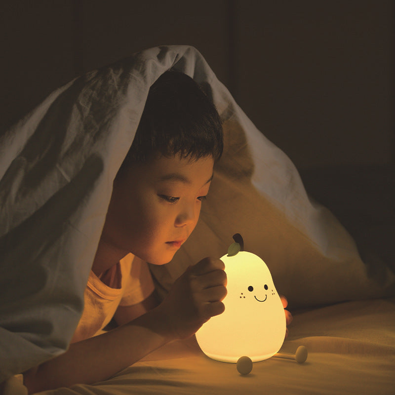 Lámpara de noche LED con forma de pera y forma de fruta, recargable por USB, con atenuación táctil, de silicona, para dormitorio, mesita de noche, regalo para pareja, Boby Light 