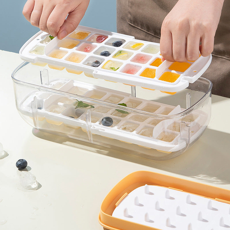 Bandeja para cubitos de hielo con caja de almacenamiento Moldes para cubitos de hielo de desmoldeo rápido Máquina para hacer hielo perezoso para cócteles Whisky Bar Herramientas de cocina Accesorios