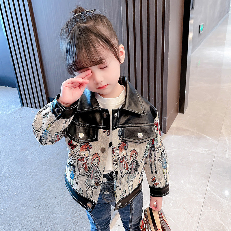 Nueva chaqueta de cuero de moda para niñas