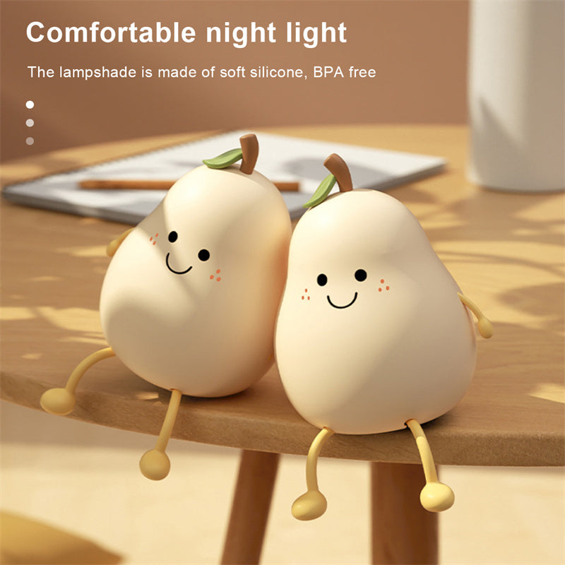 Lámpara de noche LED con forma de pera y forma de fruta, recargable por USB, con atenuación táctil, de silicona, para dormitorio, mesita de noche, regalo para pareja, Boby Light 