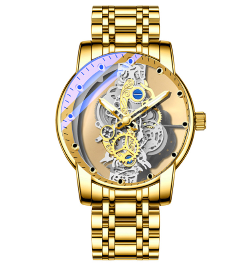 New Men Watch Skeleton Automatic Quartz Watch Gold Skeleton Vintage Man Watch Mens Watches Top Brand Luxury