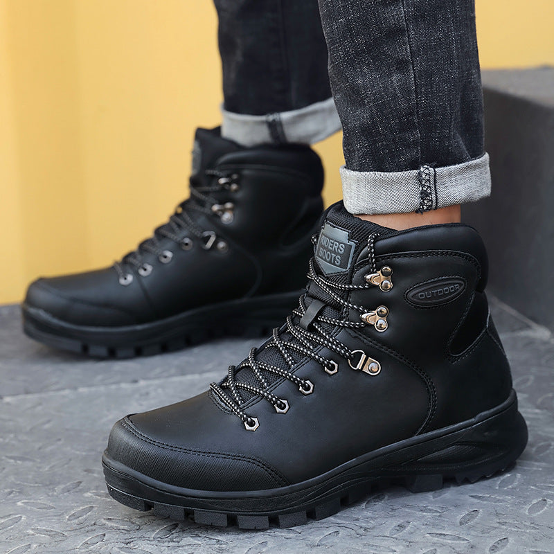 Botas altas de algodón de talla grande para hombre, de invierno, con terciopelo para mantener el calor