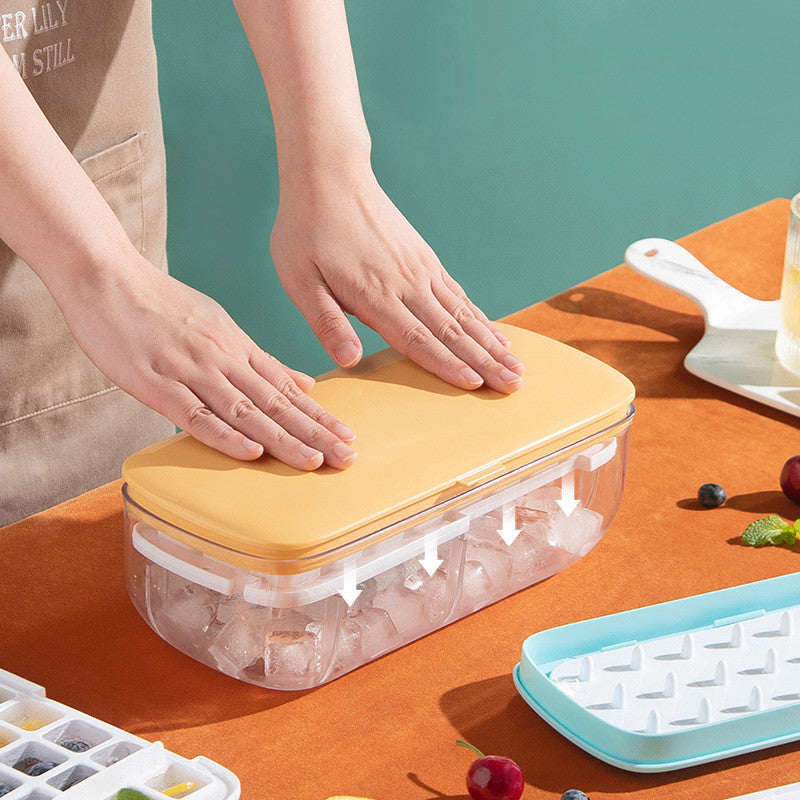 Bandeja para cubitos de hielo con caja de almacenamiento Moldes para cubitos de hielo de desmoldeo rápido Máquina para hacer hielo perezoso para cócteles Whisky Bar Herramientas de cocina Accesorios