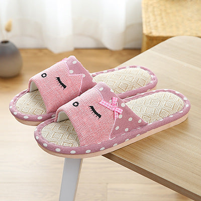 Children's Cartoon Linen Slippers Women's Summer Indoor Non-slip