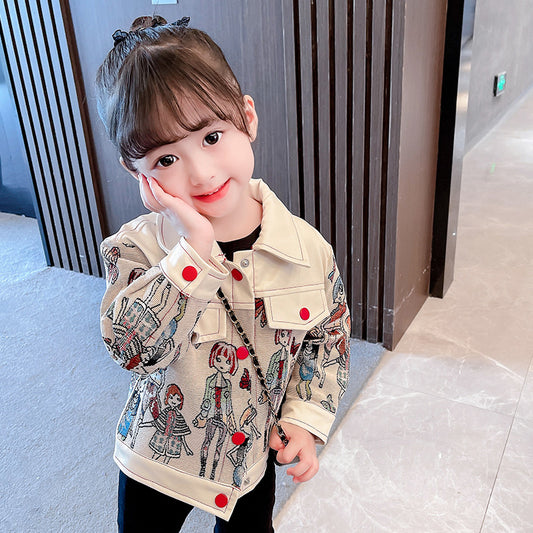 Nueva chaqueta de cuero de moda para niñas