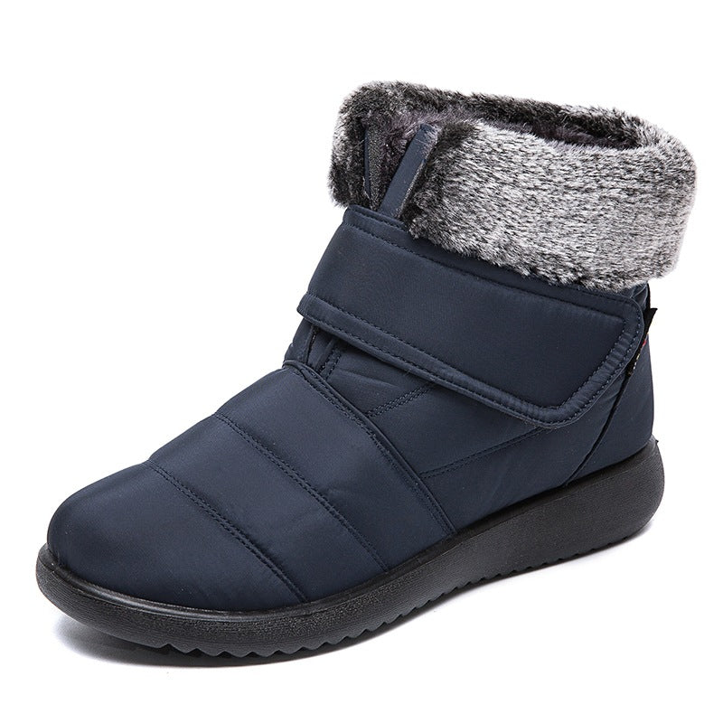 Damen Schneestiefel Winter Warme Schuhe Mit Klettverschluss Design Flache Stiefeletten