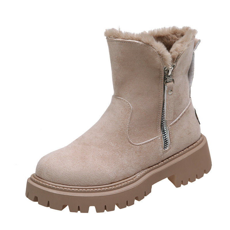 Dicke Plüsch-Schneestiefel für Damen, Wildlederimitat, rutschfeste Winterschuhe