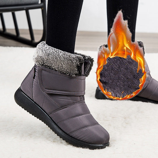 Women Snow Boots Winter Warm Shoes With Velcro Design Flat Ankle Boots