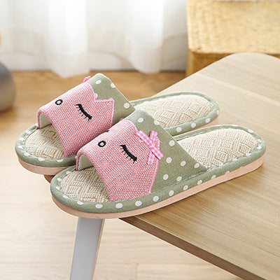 Children's Cartoon Linen Slippers Women's Summer Indoor Non-slip