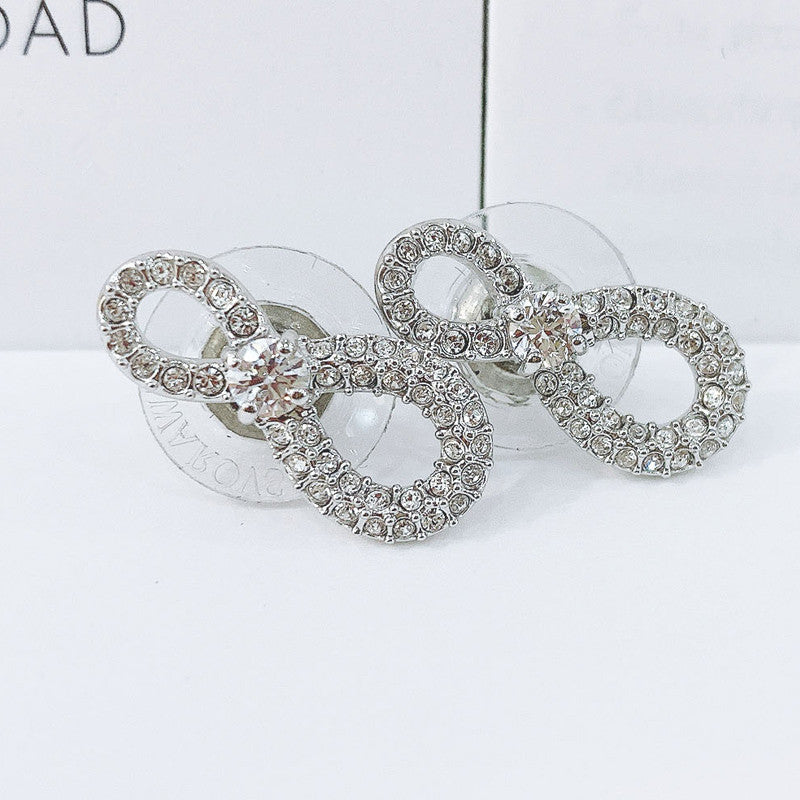 Crystal Series Infinite Love 8 Stud Earrings Fashionable Versatile Silver Earrings Full Of Diamonds
