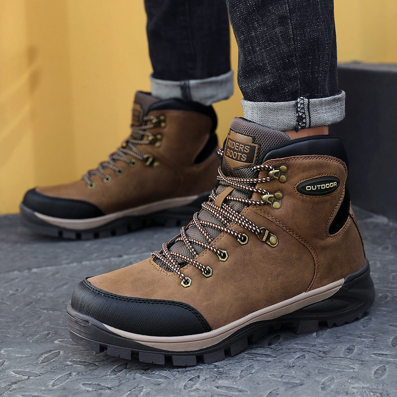 Botas altas de algodón de talla grande para hombre, de invierno, con terciopelo para mantener el calor