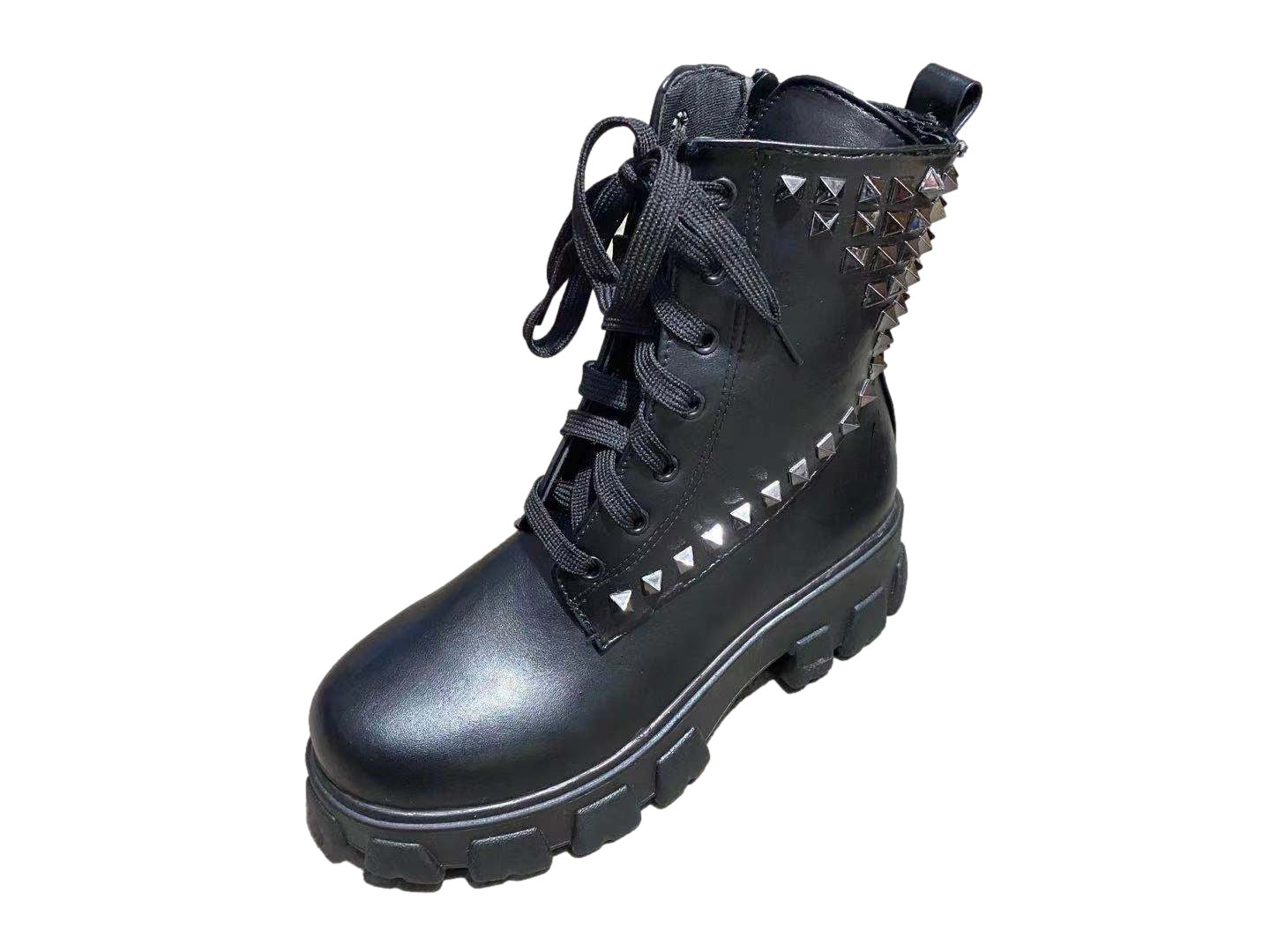 Martin-Stiefel mit runder Spitze und Nietenbesatz für Damen in Übergröße