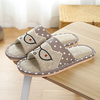 Children's Cartoon Linen Slippers Women's Summer Indoor Non-slip