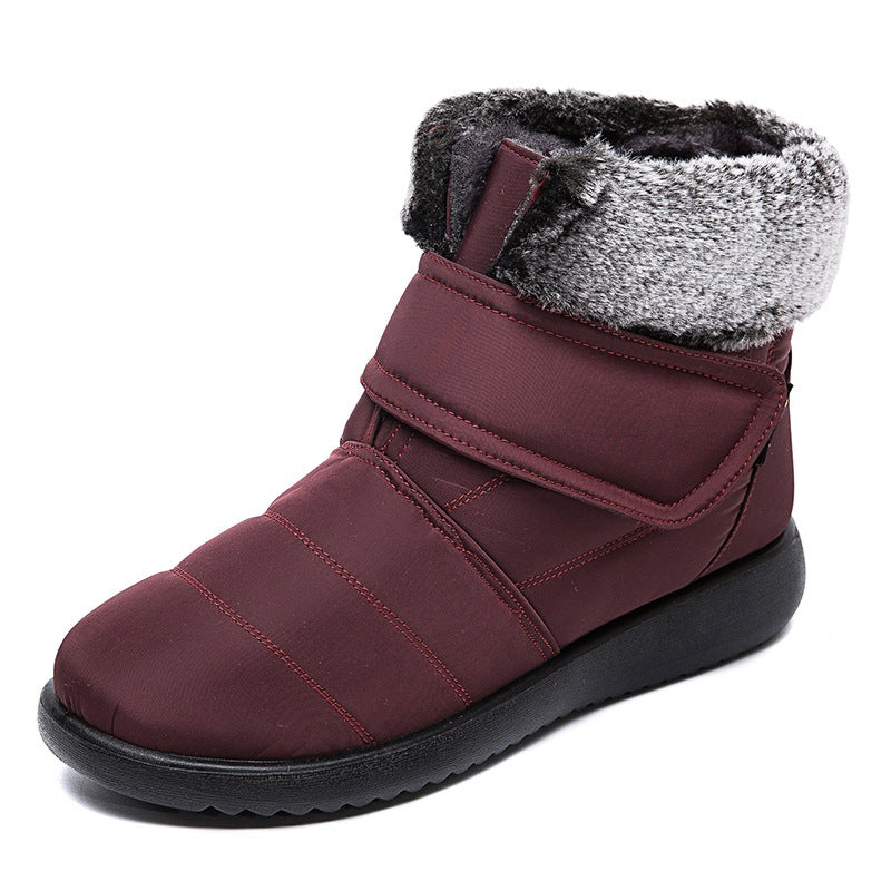 Damen Schneestiefel Winter Warme Schuhe Mit Klettverschluss Design Flache Stiefeletten