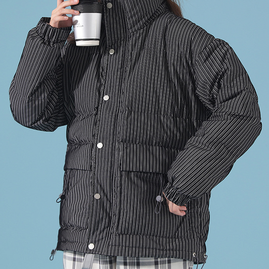 Gestreifte, lockere Daunenjacke für Herren