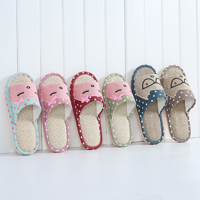 Children's Cartoon Linen Slippers Women's Summer Indoor Non-slip