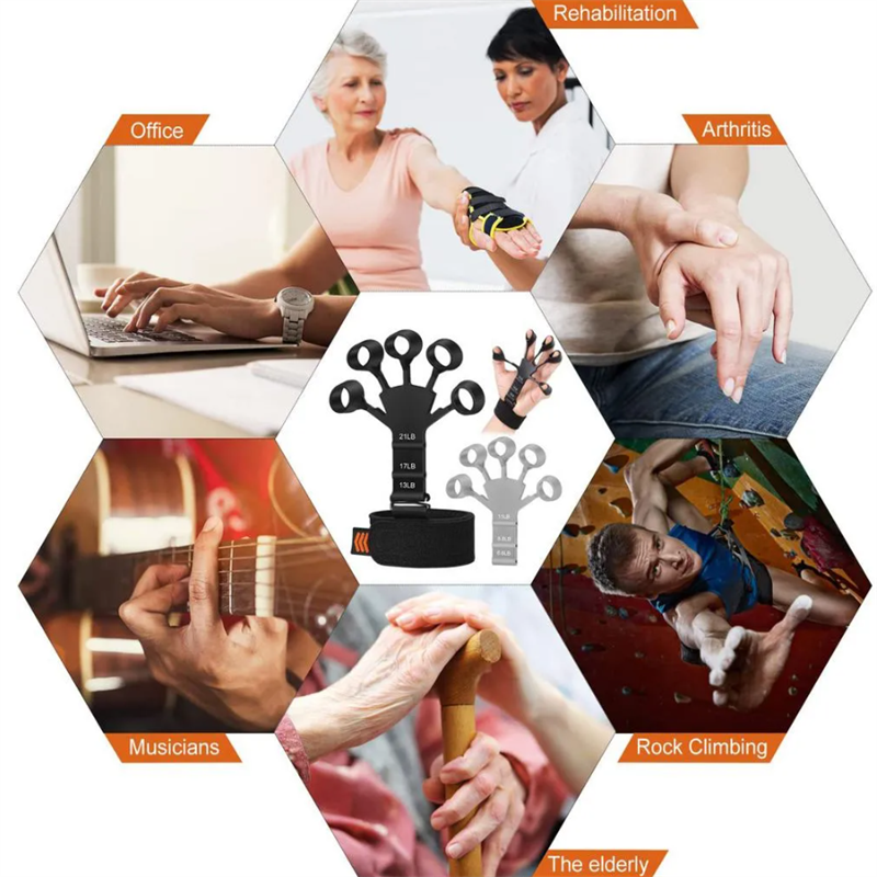 Silikon-Griffgerät, Finger-Übungsstrecker, Finger-Greifer, Krafttrainer, Stärkung des Rehabilitationstrainings