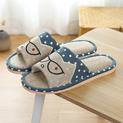 Children's Cartoon Linen Slippers Women's Summer Indoor Non-slip